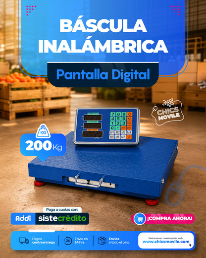 Balanza Báscula Inalámbrica 200kg En Alfajor Recargable Icm Color Azul acero 110V/220V 🥑⚖️♎
