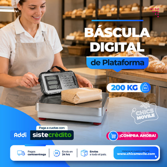 Báscula Digital de Plataforma en Acero – Capacidad 200 kg