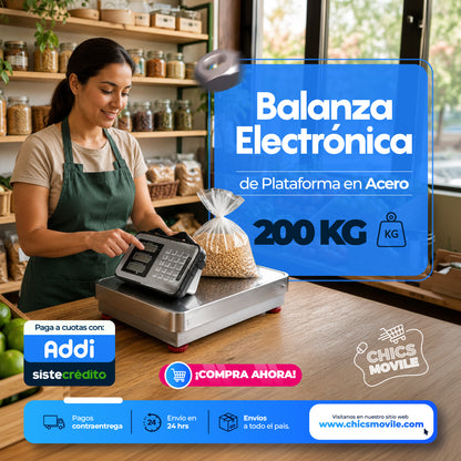 Báscula Digital de Plataforma en Acero – Capacidad 200 kg