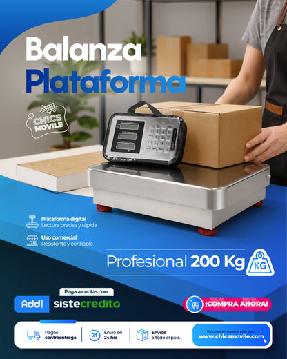 Báscula Digital de Plataforma en Acero – Capacidad 200 kg