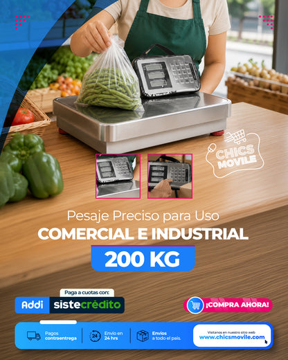 Báscula Digital de Plataforma en Acero – Capacidad 200 kg