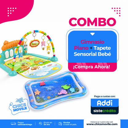 Combo Sensorial: Gimnasio para bebé + Tapete de agua