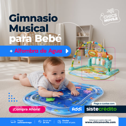 Combo Sensorial: Gimnasio para bebé + Tapete de agua