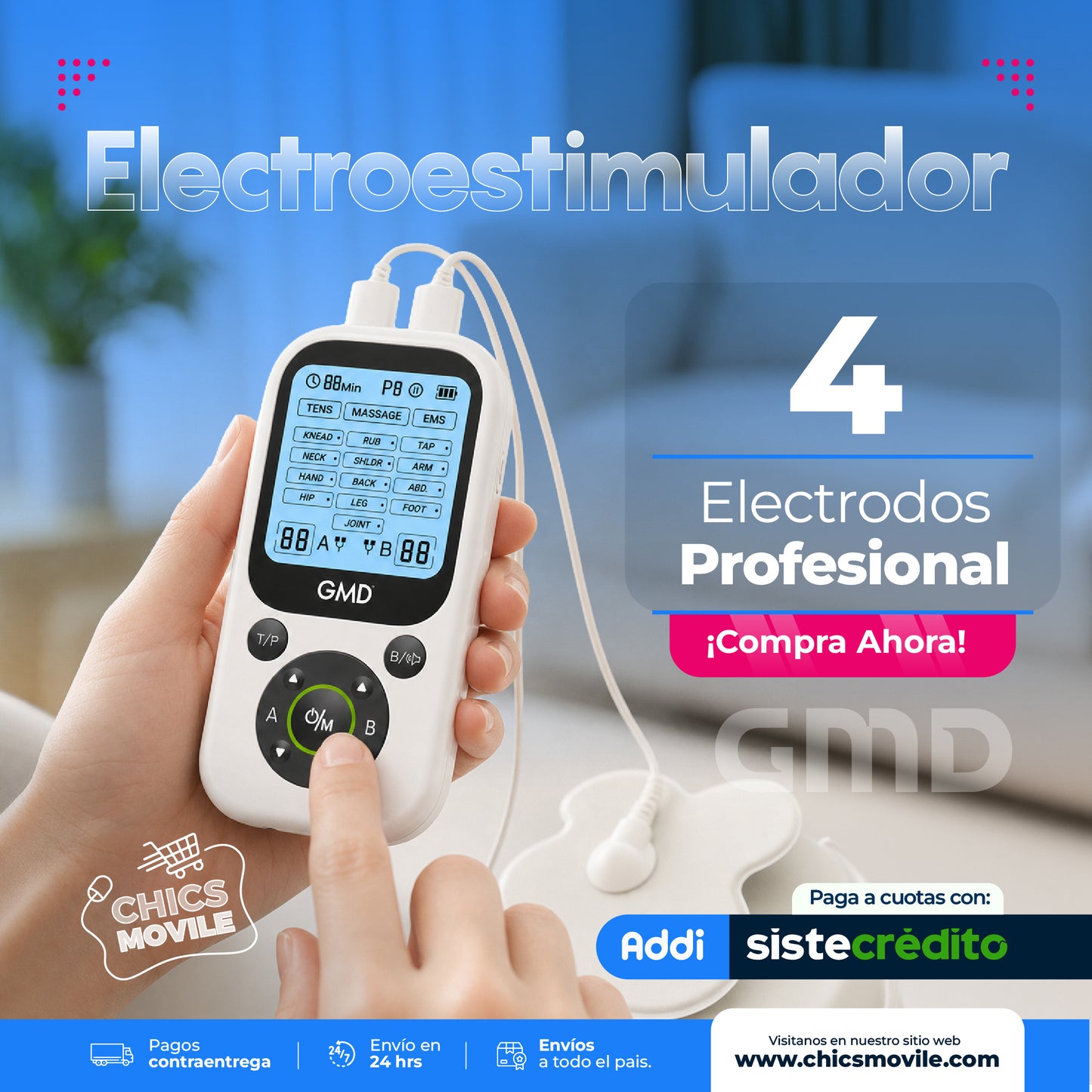 Electroestimulador Muscular ELECTRO ONE 4 Electrodos