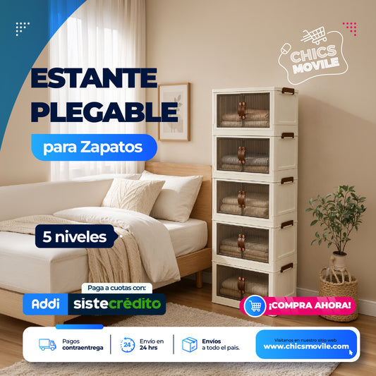 Estante Plegable de 5 Niveles | Organizador Zapatero Multifuncional para el Hogar