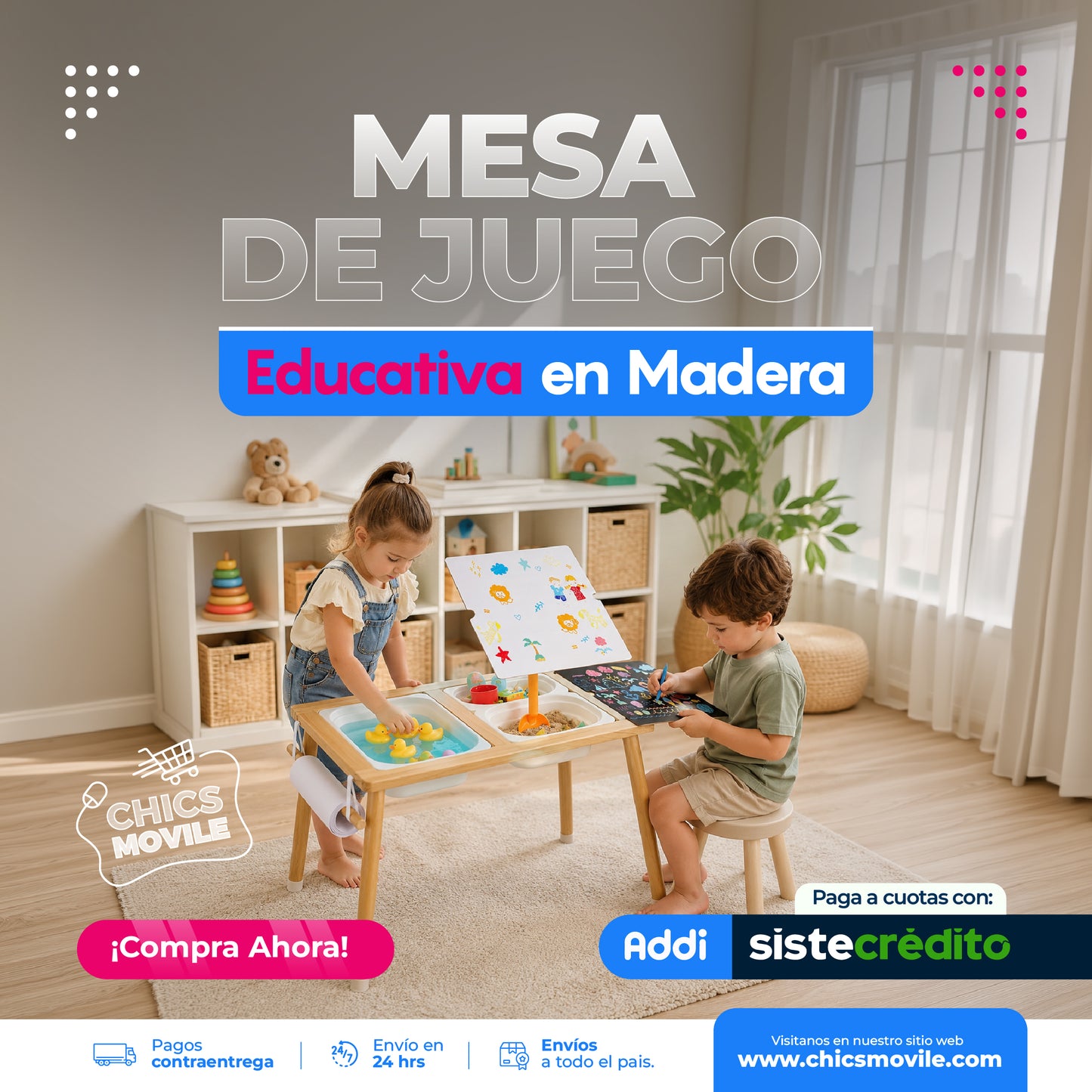 Mesa de Juego Educativa Sensorial en Madera