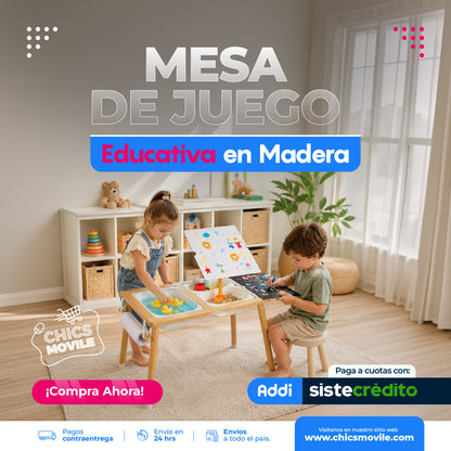 Mesa de Juego Educativa Sensorial en Madera
