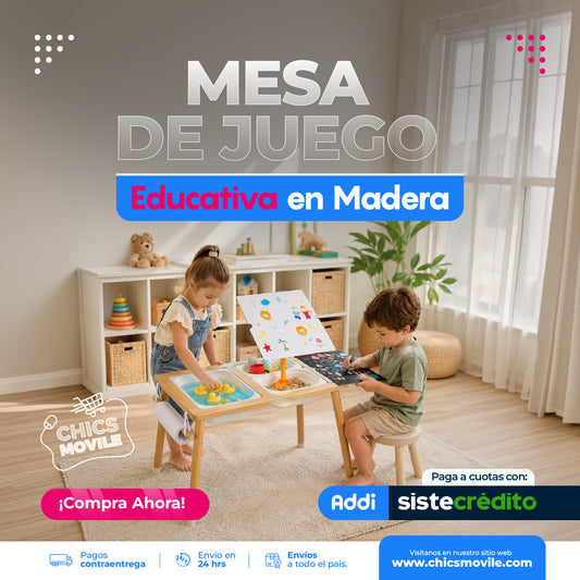 Mesa de Juego Educativa Sensorial en Madera