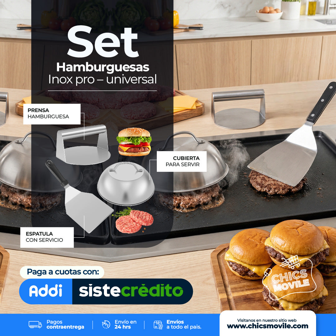 Set hamburguesas - Smash Burger inox pro