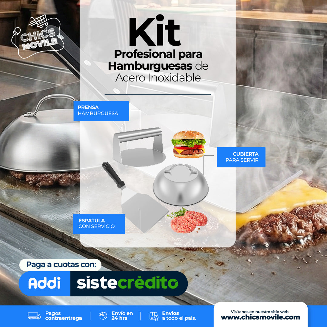 Set hamburguesas - Smash Burger inox pro