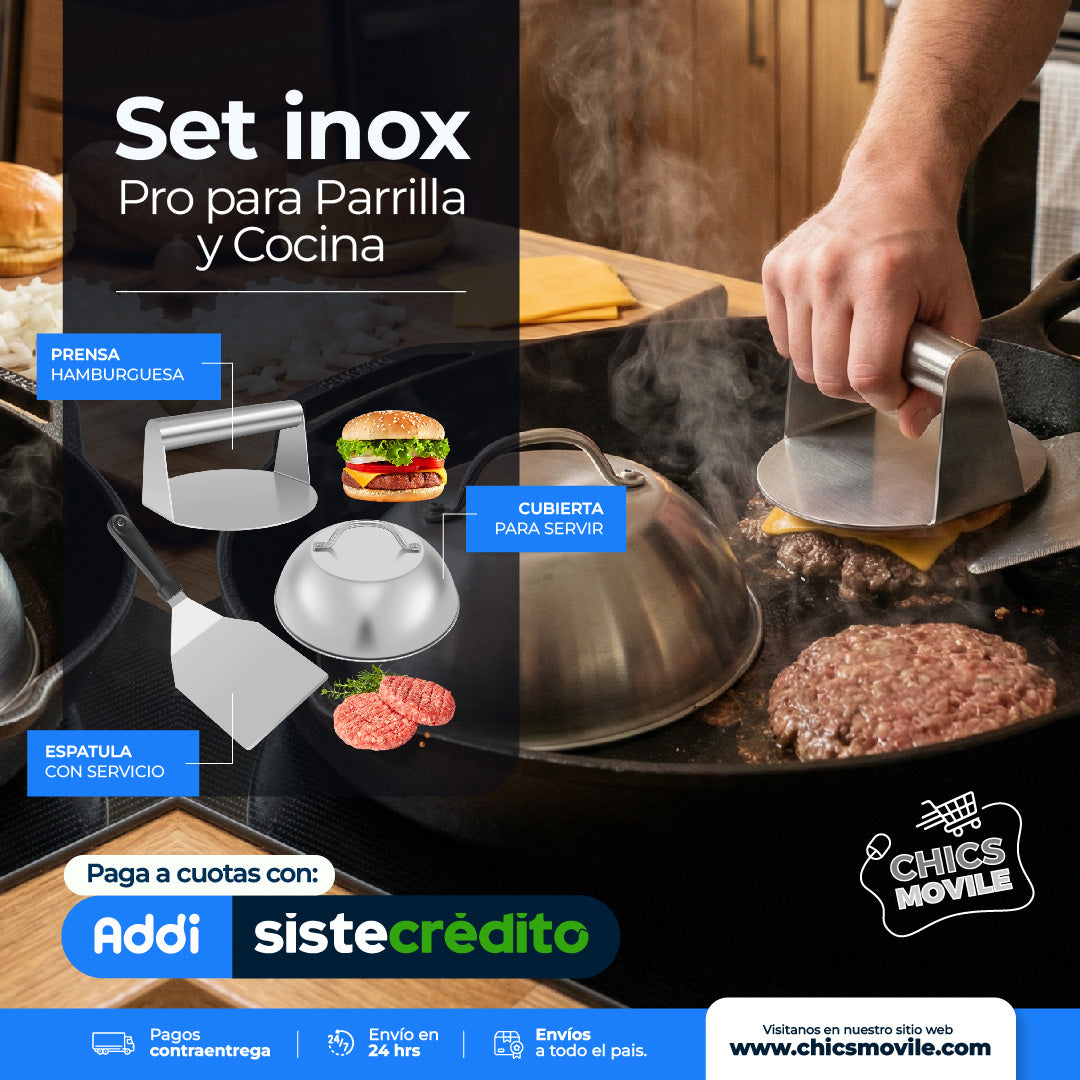 Set hamburguesas - Smash Burger inox pro