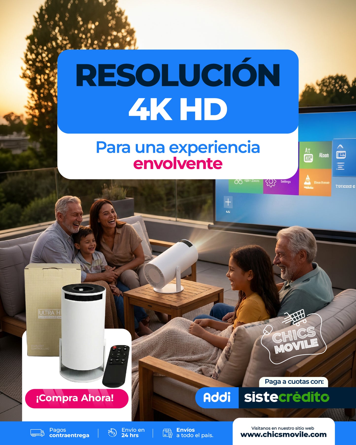 Proyector Cine Smart  4K - Cine en casa portatil