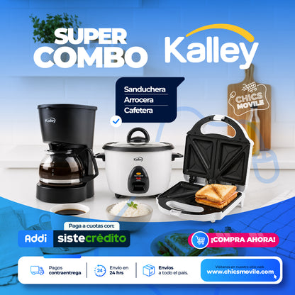 Combo KALLEY Olla Arrocera + Sanduchera + Cafetera ☕🍲