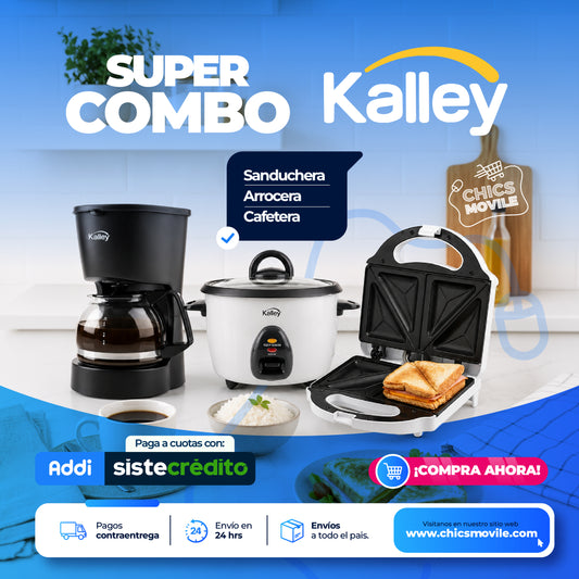 Combo KALLEY Olla Arrocera + Sanduchera + Cafetera ☕🍲