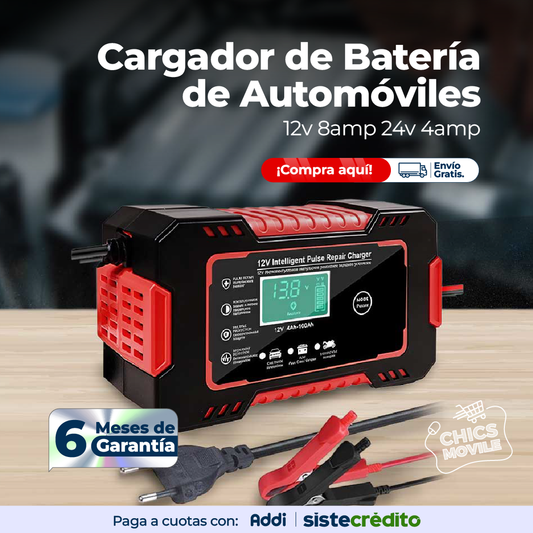 Cargador Automático para Baterías de 12V con Pantalla LCD