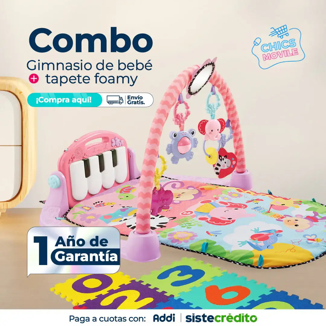 Gimnasio Para Bebé Con Piano Musical + Juego Tapete Didáctico