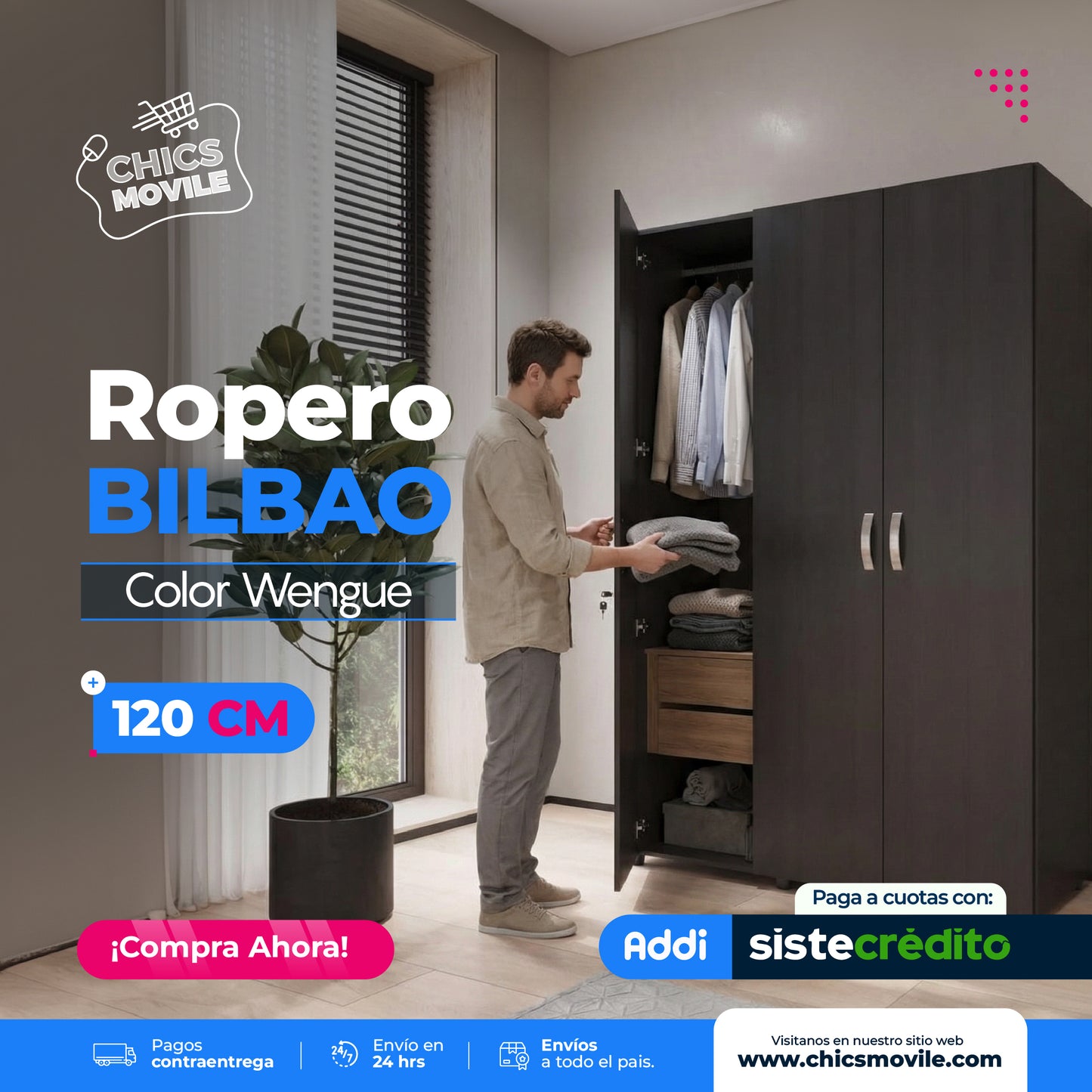 Closet Maderkit BILBAO 120 Negro
