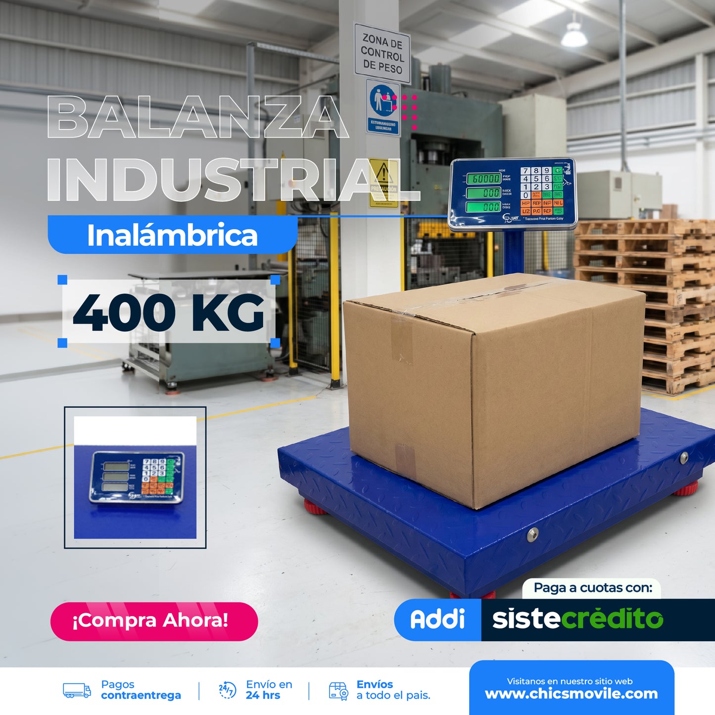 Balanza Plataforma de 400 KG inalámbrica