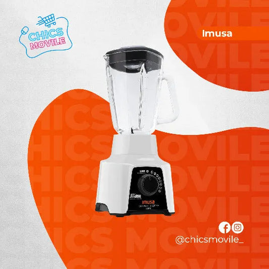 Licuadora IMUSA Powermix 5 Velocidades con Vaso de Vidrio Blanca - Chics Movile