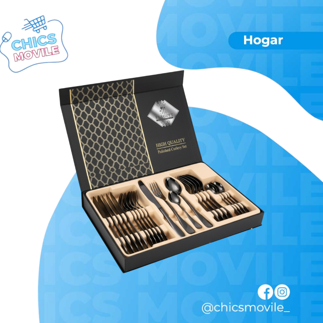 Juego de Cubiertos en Acero Inoxidable 18/10 – 6 Puestos, 24 Piezas