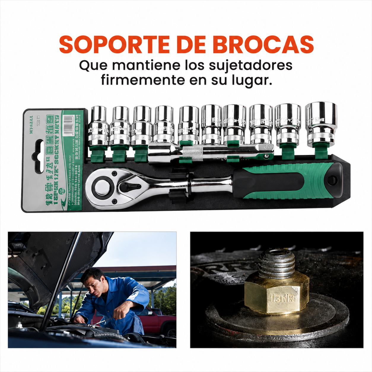 Juego Copas Ratchet 12 Piezas 1/4 3/8 Acero Cromado