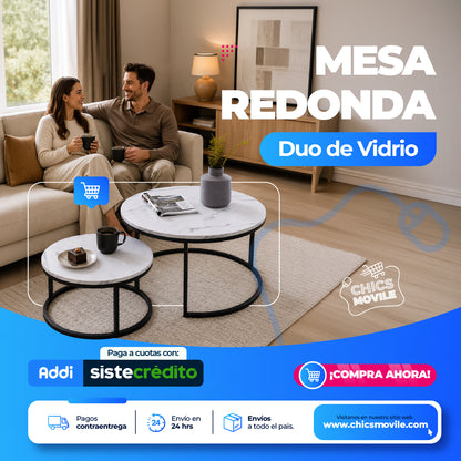 Set de mesa redonda Dúo de Vidrio