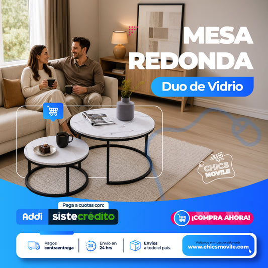 Set de mesa redonda Dúo de Vidrio