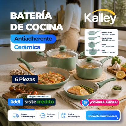 Batería de Ollas de Cocina Antiadherente Cerámica x 6 piezas