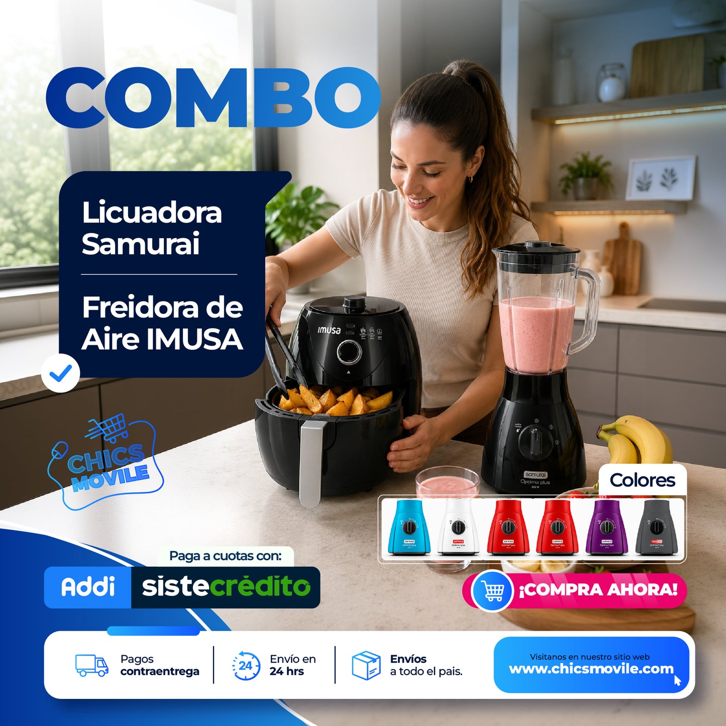 Combo Cocina Licuadora Optimix Plus + Freidora de aire imusa