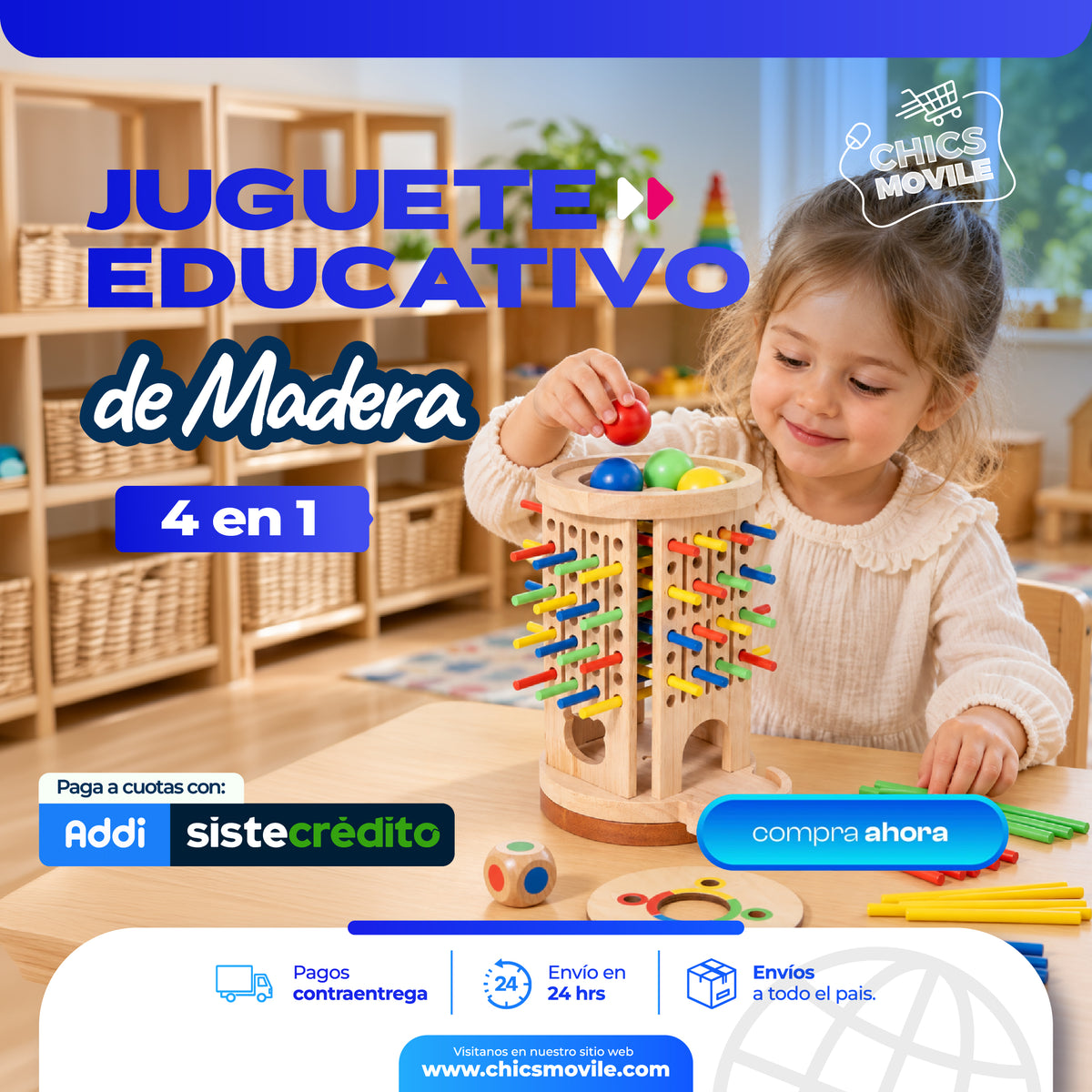 Juguete de Madera 4 en 1