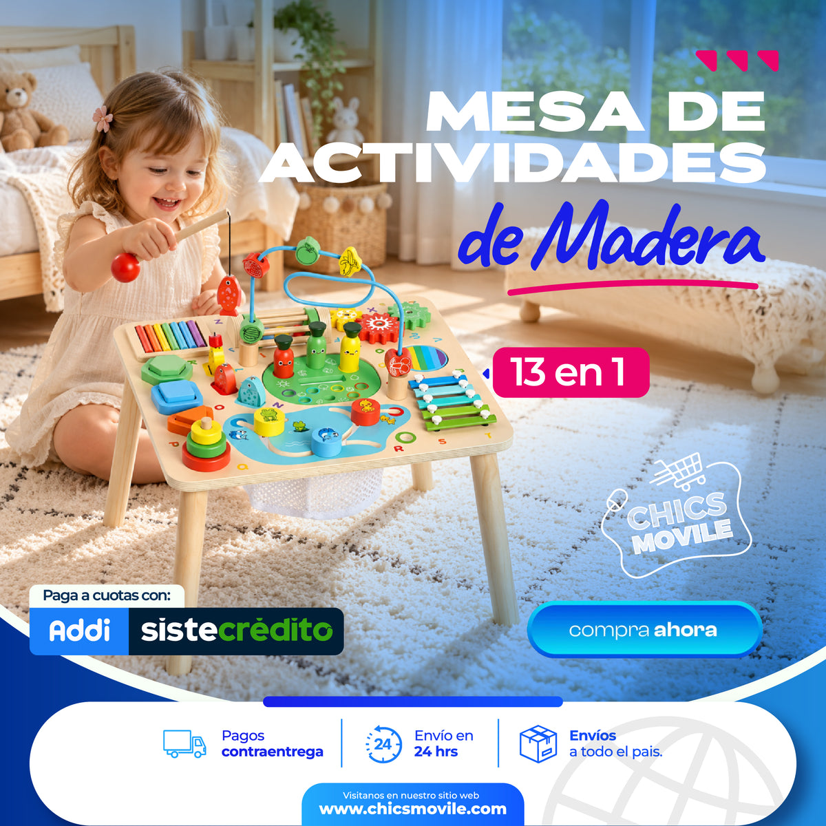Mesa Montessori de actividades 13 en 1