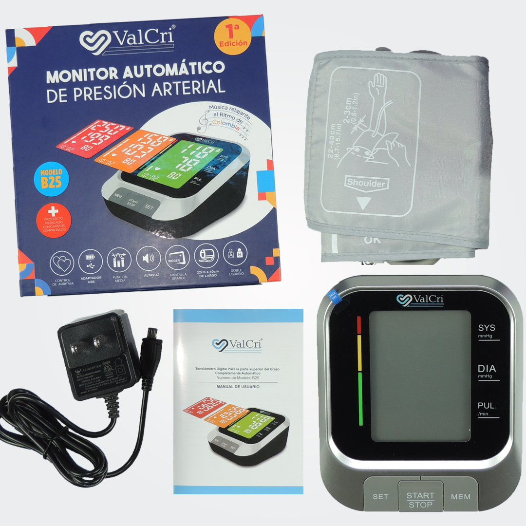 Tensiómetro Digital De brazo Valcri Modelo B25 con altavoz + Oximetro ...